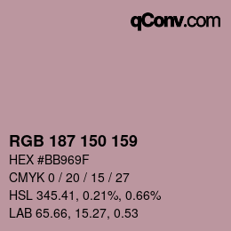 カラーコード: RGB 187 150 159 | qconv.com