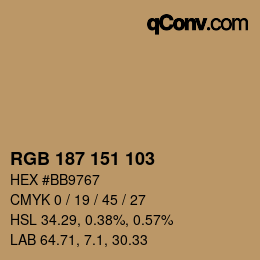 カラーコード: RGB 187 151 103 | qconv.com