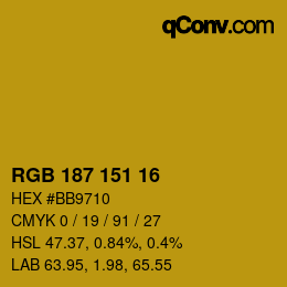 Color code: RGB 187 151 16 | qconv.com