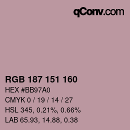 Farbcode: RGB 187 151 160 | qconv.com