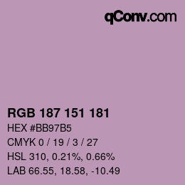 カラーコード: RGB 187 151 181 | qconv.com