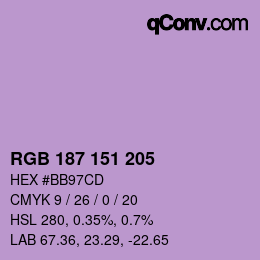 Color code: RGB 187 151 205 | qconv.com