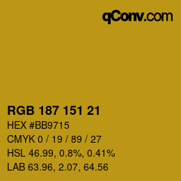 Color code: RGB 187 151 21 | qconv.com