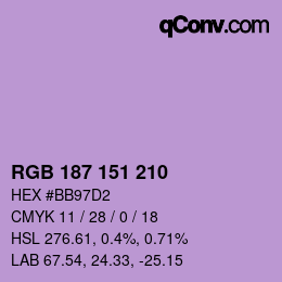 Color code: RGB 187 151 210 | qconv.com