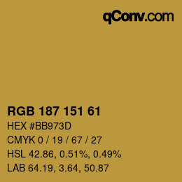 Color code: RGB 187 151 61 | qconv.com