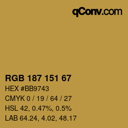 Color code: RGB 187 151 67 | qconv.com