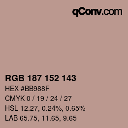 カラーコード: RGB 187 152 143 | qconv.com