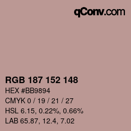 Color code: RGB 187 152 148 | qconv.com