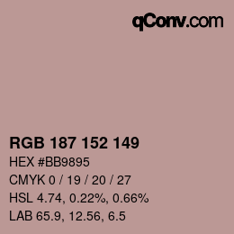 Color code: RGB 187 152 149 | qconv.com