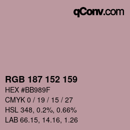 カラーコード: RGB 187 152 159 | qconv.com