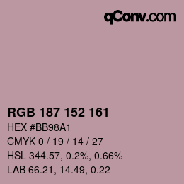 Color code: RGB 187 152 161 | qconv.com