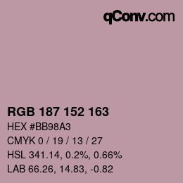 Color code: RGB 187 152 163 | qconv.com