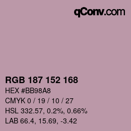 Code couleur: RGB 187 152 168 | qconv.com