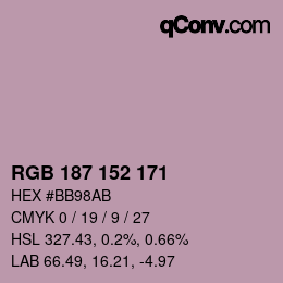 Color code: RGB 187 152 171 | qconv.com