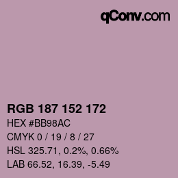 Color code: RGB 187 152 172 | qconv.com