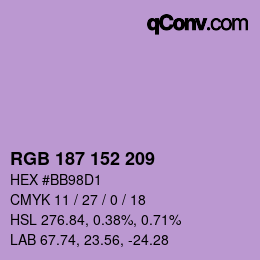 カラーコード: RGB 187 152 209 | qconv.com