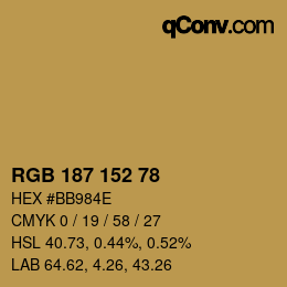 カラーコード: RGB 187 152 78 | qconv.com