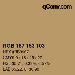 Color code: RGB 187 153 103 | qconv.com