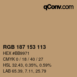 Color code: RGB 187 153 113 | qconv.com