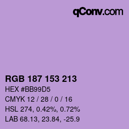 Color code: RGB 187 153 213 | qconv.com