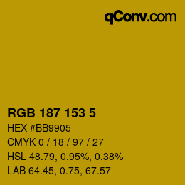 Color code: RGB 187 153 5 | qconv.com