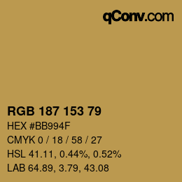 颜色代码: RGB 187 153 79 | qconv.com