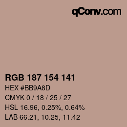 Farbcode: RGB 187 154 141 | qconv.com
