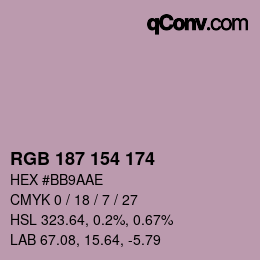 カラーコード: RGB 187 154 174 | qconv.com