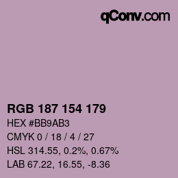 カラーコード: RGB 187 154 179 | qconv.com
