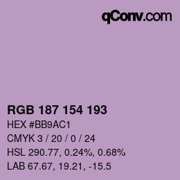 Color code: RGB 187 154 193 | qconv.com