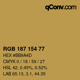 Farbcode: RGB 187 154 77 | qconv.com