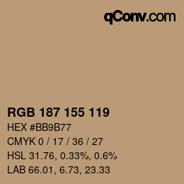 Código de color: RGB 187 155 119 | qconv.com