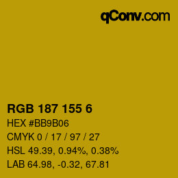Color code: RGB 187 155 6 | qconv.com