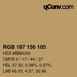 Color code: RGB 187 156 105 | qconv.com