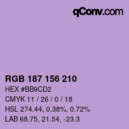 Color code: RGB 187 156 210 | qconv.com