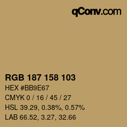 カラーコード: RGB 187 158 103 | qconv.com