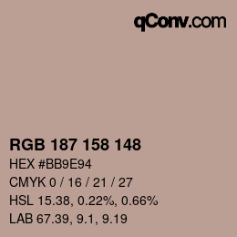 Color code: RGB 187 158 148 | qconv.com