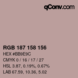 カラーコード: RGB 187 158 156 | qconv.com
