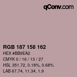 Color code: RGB 187 158 162 | qconv.com