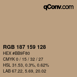 Código de color: RGB 187 159 128 | qconv.com