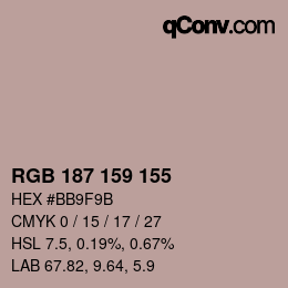 Color code: RGB 187 159 155 | qconv.com