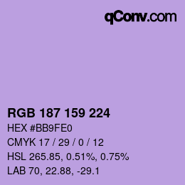 Color code: RGB 187 159 224 | qconv.com
