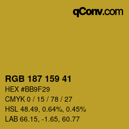 カラーコード: RGB 187 159 41 | qconv.com