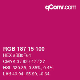 Color code: RGB 187 15 100 | qconv.com