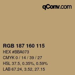 Color code: RGB 187 160 115 | qconv.com