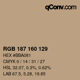 Farbcode: RGB 187 160 129 | qconv.com
