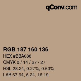 Color code: RGB 187 160 136 | qconv.com