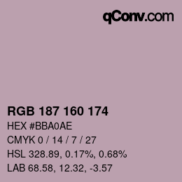 カラーコード: RGB 187 160 174 | qconv.com