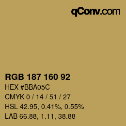 カラーコード: RGB 187 160 92 | qconv.com