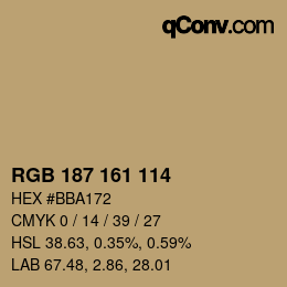 Código de color: RGB 187 161 114 | qconv.com